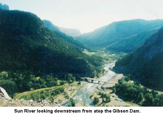 Sun River looking downstream from atop the Gibson Dam