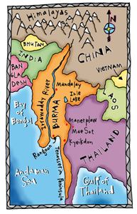 Cartoon map of Burma