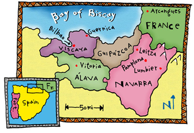 Cartoon map of Spain